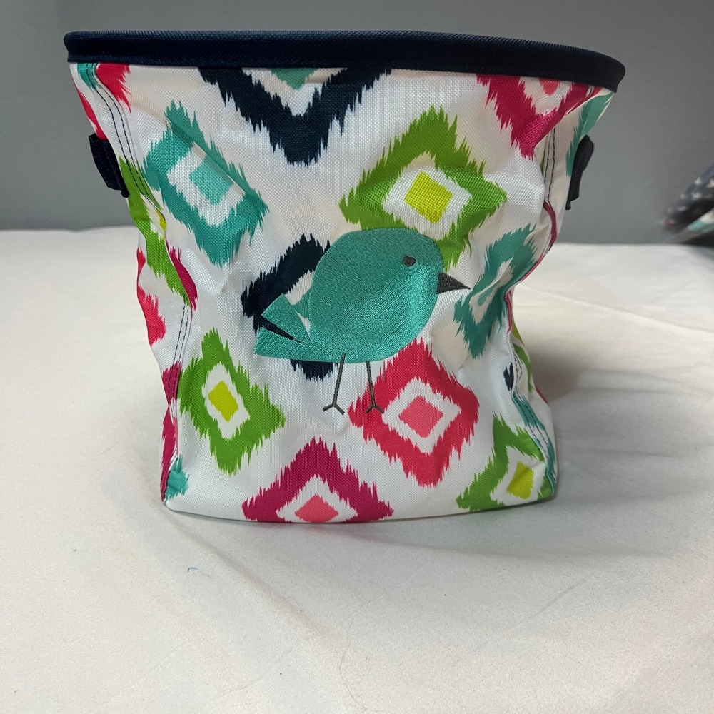 Thirty-One Mini Gifts Bin Storage Organizer Candy Corners‎ Turquoise Bird Print
